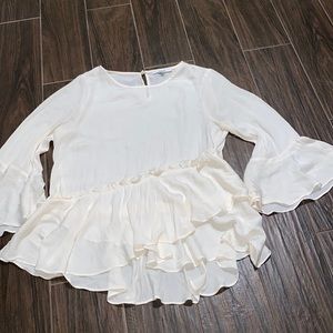 RO&DE creamy layered bell sleeve semi sheerblouse